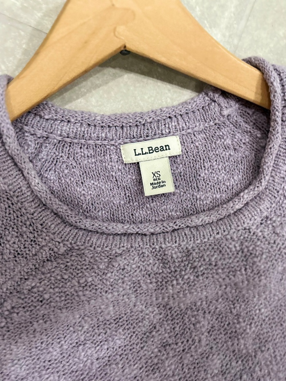 LL Bean women’s XS boucle roll neck all cottonsweater top in a soft marled lilac